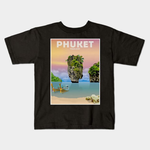 Phuket Thailand Travel and Tourism Advertising Print Kids T-Shirt by posterbobs